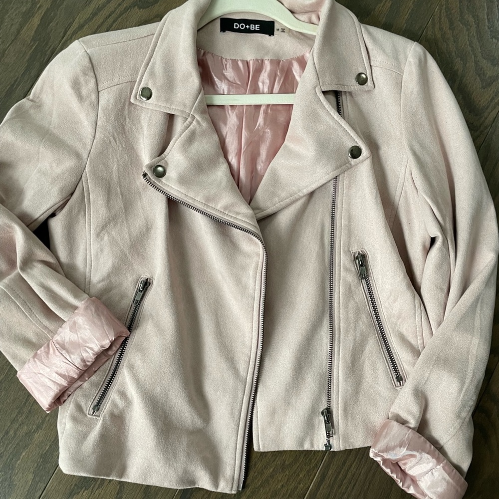 Do+Be pink suede moto jacket
